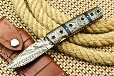 Damascus Pocket Knife 234-2 - handmade knife by Willowcreek Custom Knives